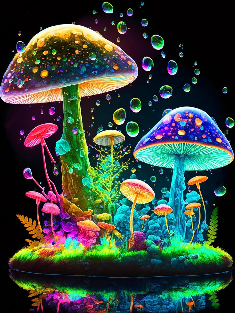 Mushroom Diamond Art Painting Kits for Adults - 5D Round Full Drill Diamond Paintings for Beginners, DIY Gem Art Crafts Perfect for Home Wall Decor Relaxation Gifts